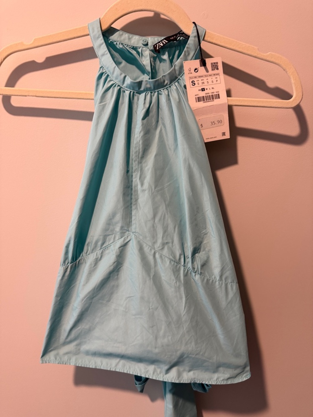 Zara Light Blue womens Halter Dress